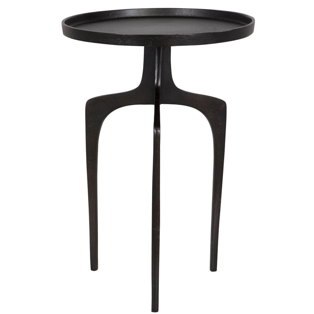 22 Inch Metal Round Accent Table, Three Curved Legs, Antique Brown By Casagear Home