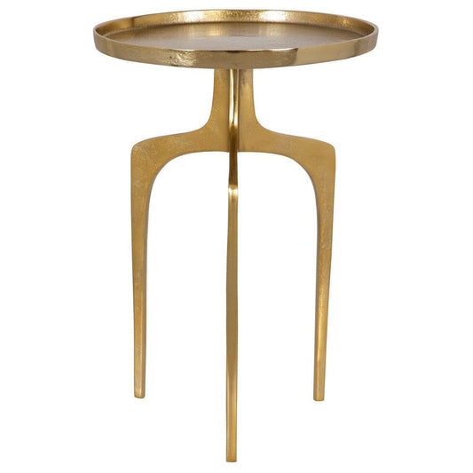 Accent Table | 22" Round | Metal | 3 Curved Legs | Gold