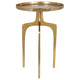 22 Inch Metal Round Accent Table Three Curved Legs Gold By Casagear Home BM277048