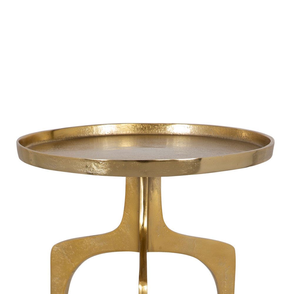 22 Inch Metal Round Accent Table Three Curved Legs Gold By Casagear Home BM277048