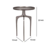 22 Inch Metal Round Accent Table Three Curved Legs Nickel Silver By Casagear Home BM277049