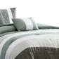 Owen 5 Piece Queen Comforter Set The Urban Port Striped White Green Gray By Casagear Home BM277106