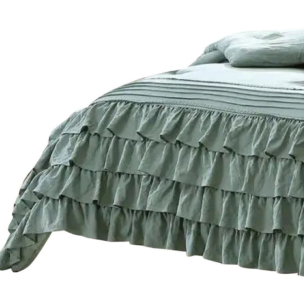 Tyler 8 Piece Ruffled King Size Comforter Set The Urban Port Green Gray By Casagear Home BM277111
