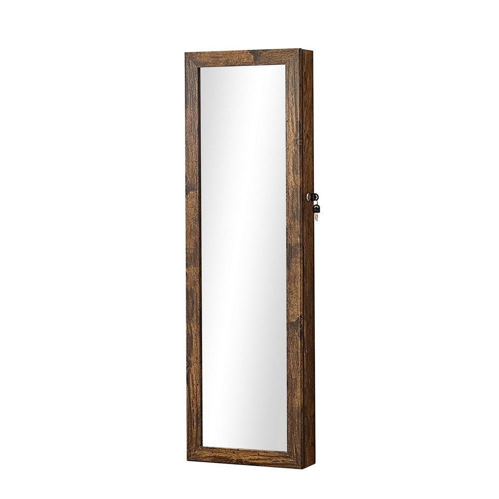 Max Jewelry Cabinet | 47" | Wood | Door Mount | Mirror | LED | Brown