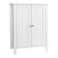 Deavan 31 Inch Wood Bathroom Storage Cabinet, 2 Doors, Plank Style, White By Casagear Home
