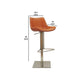 Cid 21-31 Inch Adjustable Counter Bar Stool Vegan Leather Swivel Orange By Casagear Home BM277307