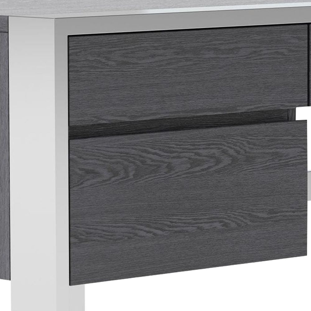 Cid Amy 63 Inch Modern Office Desk 3 Drawers Stainless Steel Base Wood Gray By Casagear Home BM277326