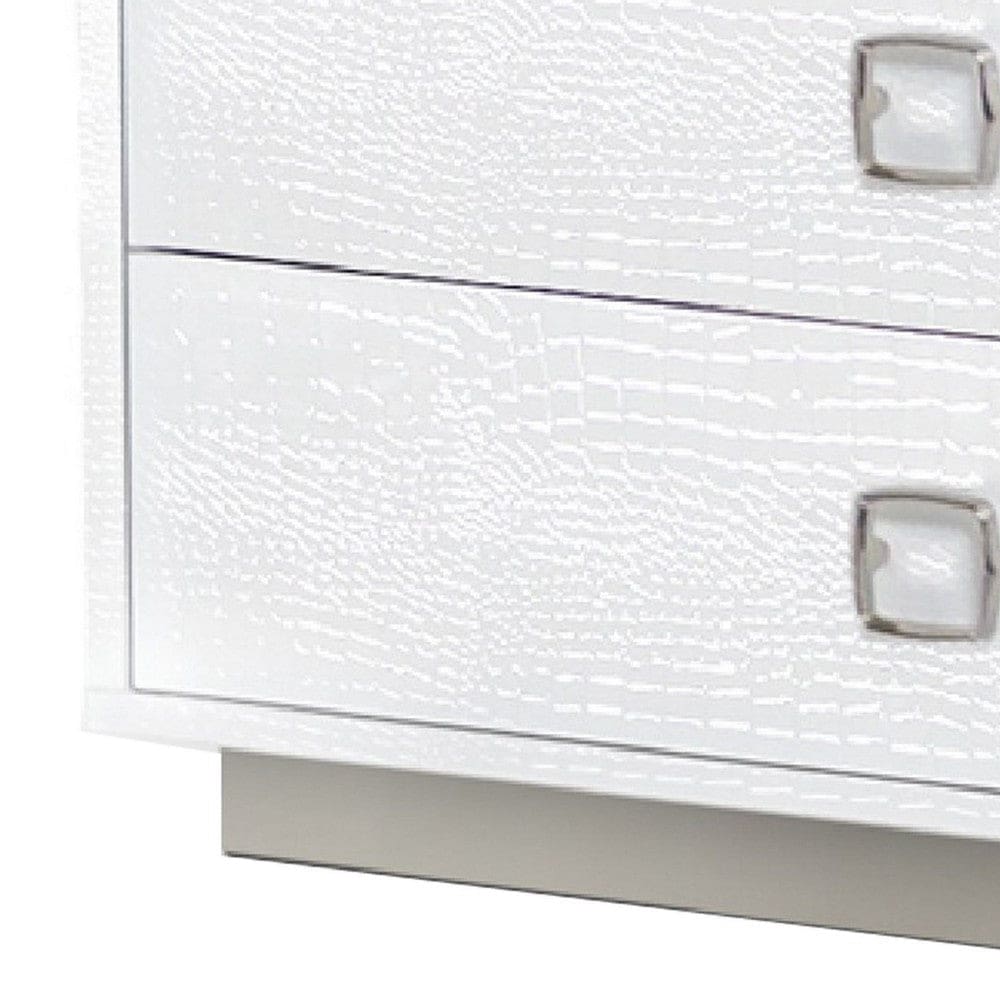 Hart 32 Inch Modern Nightstand 2 Drawers Textured Lacquer Finish White By Casagear Home BM277355