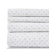 Matt 4 Piece Full Bed Sheet Set, Organic Cotton, Printed, White, Gray By Casagear Home