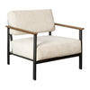 Accent Chair | Upholstered | Oak Arms | Beige, Black
