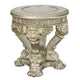 Abel End Table | 33" Round | Floral Carved Base | Champagne