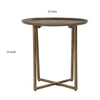 Rexi 24 Inch Aluminum Side End Table Round Tray Top Bronze By Casagear Home BM278999