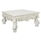 Ataa 50 Inch Square Coffee Table, Ornate Floral Carvings, Claw Feet, White By Casagear Home