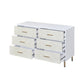 Emily 47 Inch Wood Side Dresser with 6 Drawers Metal Bar Handles White By Casagear Home BM279010