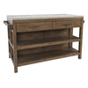55 Inch Reclaimed Pine Wood Kitchen Island, 2 Drawers, Towel Racks, Brown By Casagear Home