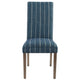 19 Inch Parson Style Dining Chair, Fabric, Stripes, Set of 2, Blue, Brown By Casagear Home