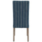 19 Inch Parson Style Dining Chair Fabric Stripes Set of 2 Blue Brown By Casagear Home BM279068