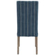 19 Inch Parson Style Dining Chair Fabric Stripes Set of 2 Blue Brown By Casagear Home BM279068
