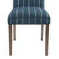 19 Inch Parson Style Dining Chair Fabric Stripes Set of 2 Blue Brown By Casagear Home BM279068