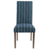 19 Inch Parson Style Dining Chair, Fabric, Stripes, Set of 2, Blue, Brown By Casagear Home