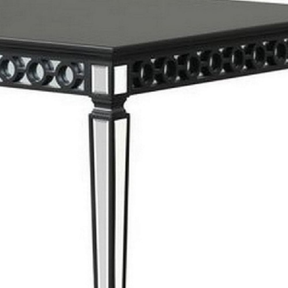 Luna 72-90 Inch Extendable Dining Table Mirrored Legs Wood Black White By Casagear Home BM279095
