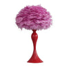 Lily 24 Inch Metal Glam Feather Table Lamp, Candlestick, 40W, Pink, Red By Casagear Home