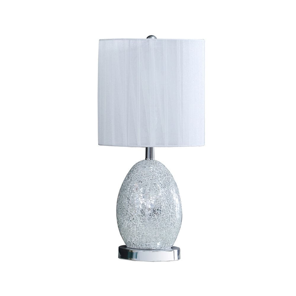 Glass Table Lamp | 20" | Egg Shape | LED | Silver
