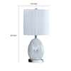 20 Inch Glass Table Lamp 9W LED 3 Way Switch Egg Shape Silver By Casagear Home BM279101