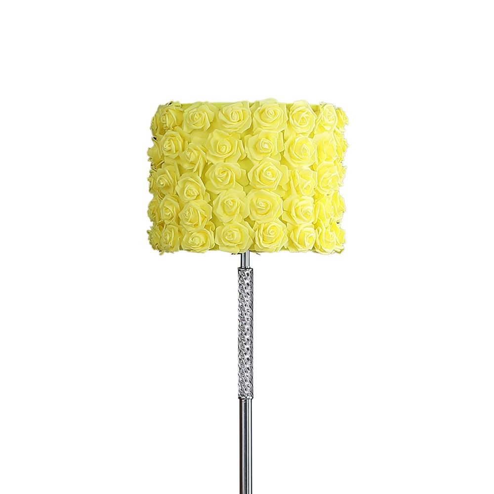 Finn 63 Inch Glamorous Floor Lamp Rose Accent Shade 100W Yellow Silver By Casagear Home BM279105