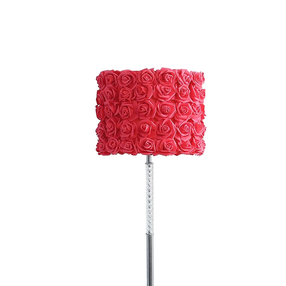 Finn 63 Inch Glamorous Floor Lamp Rose Accent Shade 100W Pink Silver By Casagear Home BM279106