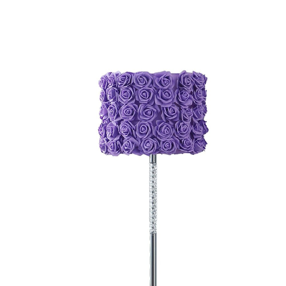 Finn 63 Inch Glamorous Floor Lamp Rose Accent Shade 100W Purple Silver By Casagear Home BM279107