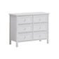 Mio 39 Inch 6 Drawer Dresser, Solid Wood, Molded Trim, Glossy White By Casagear Home