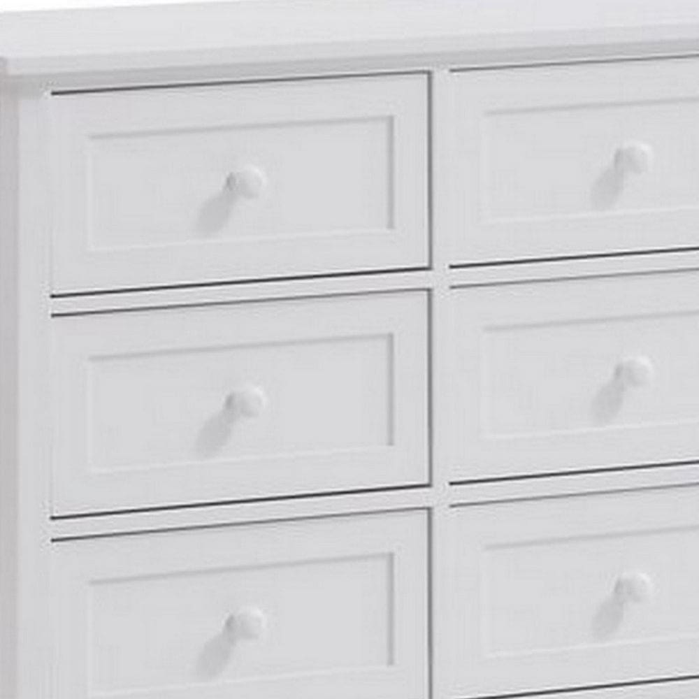 Mio 39 Inch 6 Drawer Dresser Solid Wood Molded Trim Glossy White By Casagear Home BM279147