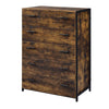 Nat 48 Inch Rustic Wood Chest, 5 Drawers, Brown and Black By Casagear Home