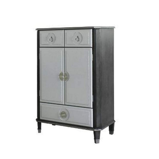 Pat 52 Inch Wood Tall Armoire Cabinet, 3 Felt Lined Drawers, Black and Gray By Casagear Home