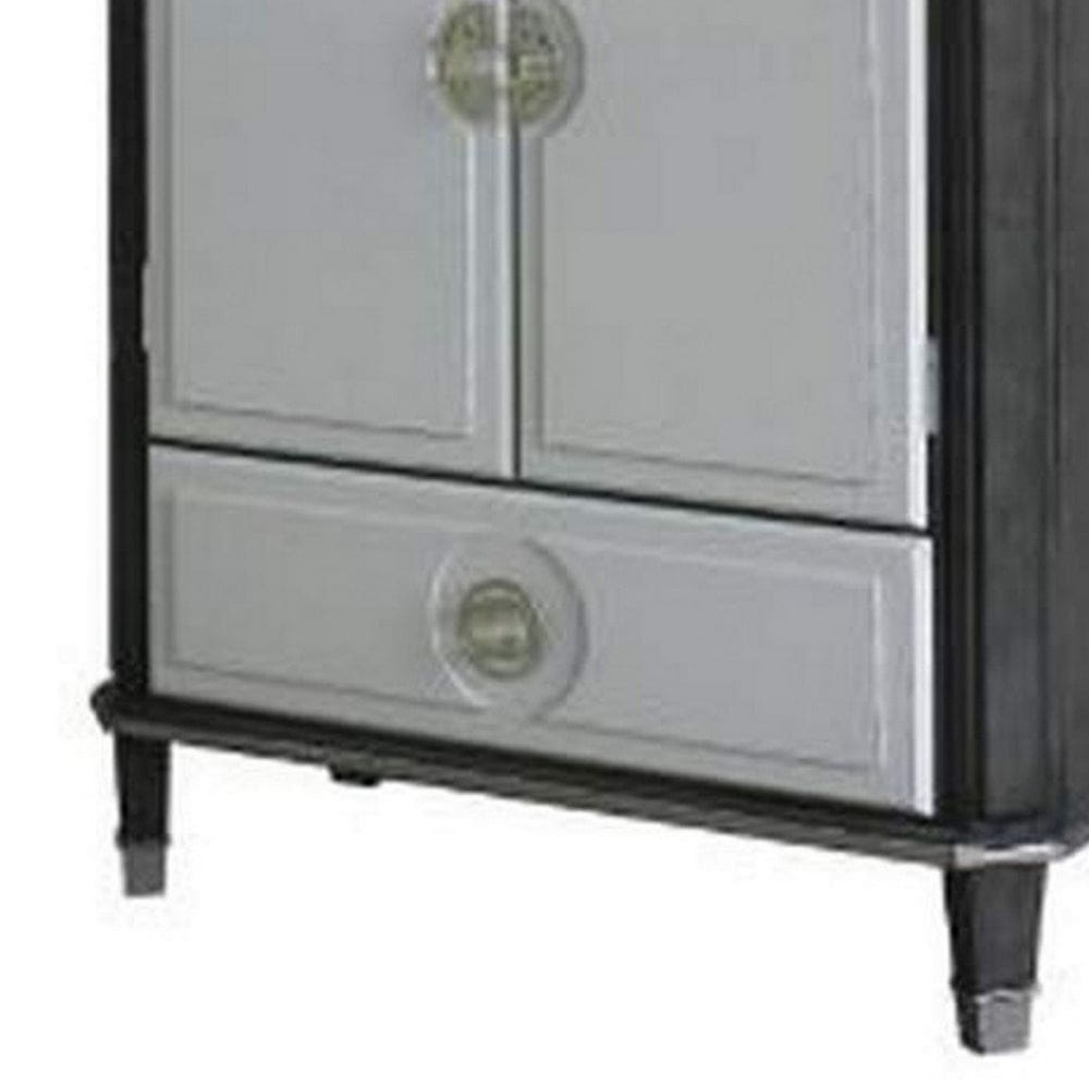 Pat 52 Inch Wood Tall Armoire Cabinet 3 Felt Lined Drawers Black and Gray By Casagear Home BM279156