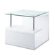 Accent End Table | 24" Square | Glass Top | Open Shelf | White