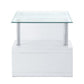 24 Inch Square Accent End Table Glass Top Open Shelf White Chrome By Casagear Home BM279165