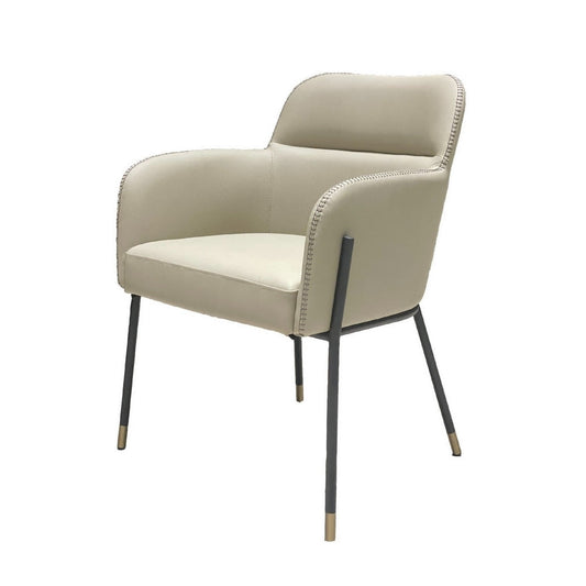 Cid Dining Chair | 25" | Tight Back | Vegan Leather | Beige