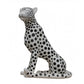 Cid 24 Inch Modern Polyresin Leopard Sculpture Decor, Dotted, White, Black By Casagear Home