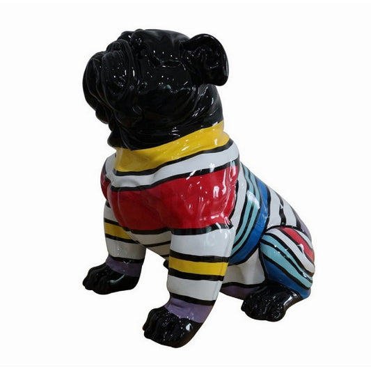 Cid 18 Inch Resin Pug Sculpture Decor, Multicolor Abstract Pattern By Casagear Home