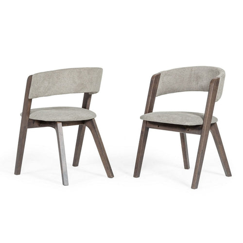 Cid Dining Chair | 23" | Curved Back | Set of 2 | Gray Fabric