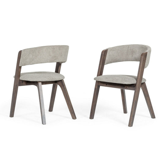 Cid Dining Chair | 23" | Curved Back | Set of 2 | Gray Fabric