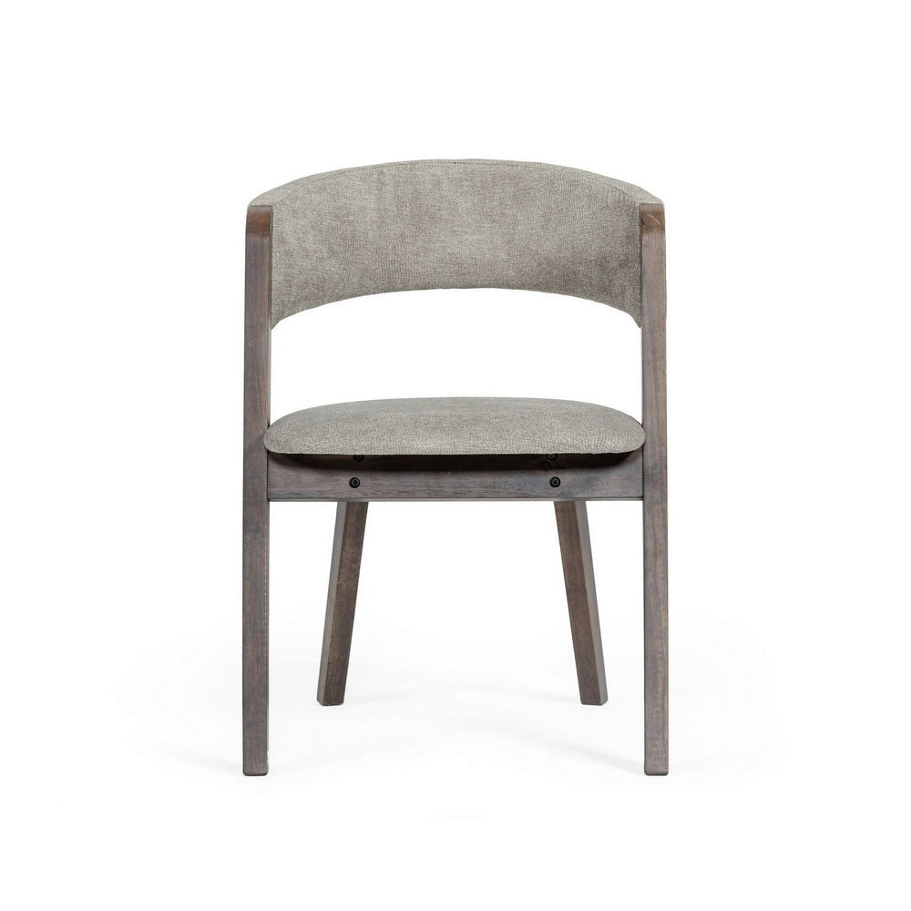 Cid 23 Inch Modern Dining Chair Curved Back Set of 2 Gray Fabric By Casagear Home BM279267