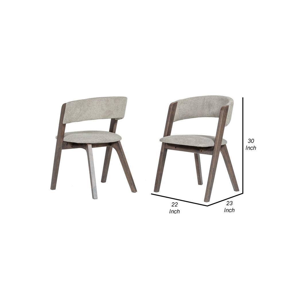Cid 23 Inch Modern Dining Chair Curved Back Set of 2 Gray Fabric By Casagear Home BM279267