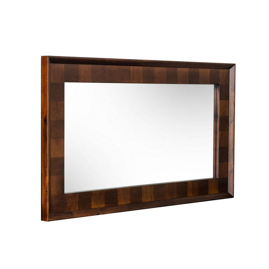 Cid 43 Inch Modern Wall Mirror, Molded Frame, Dark Dual Tone Brown By Casagear Home