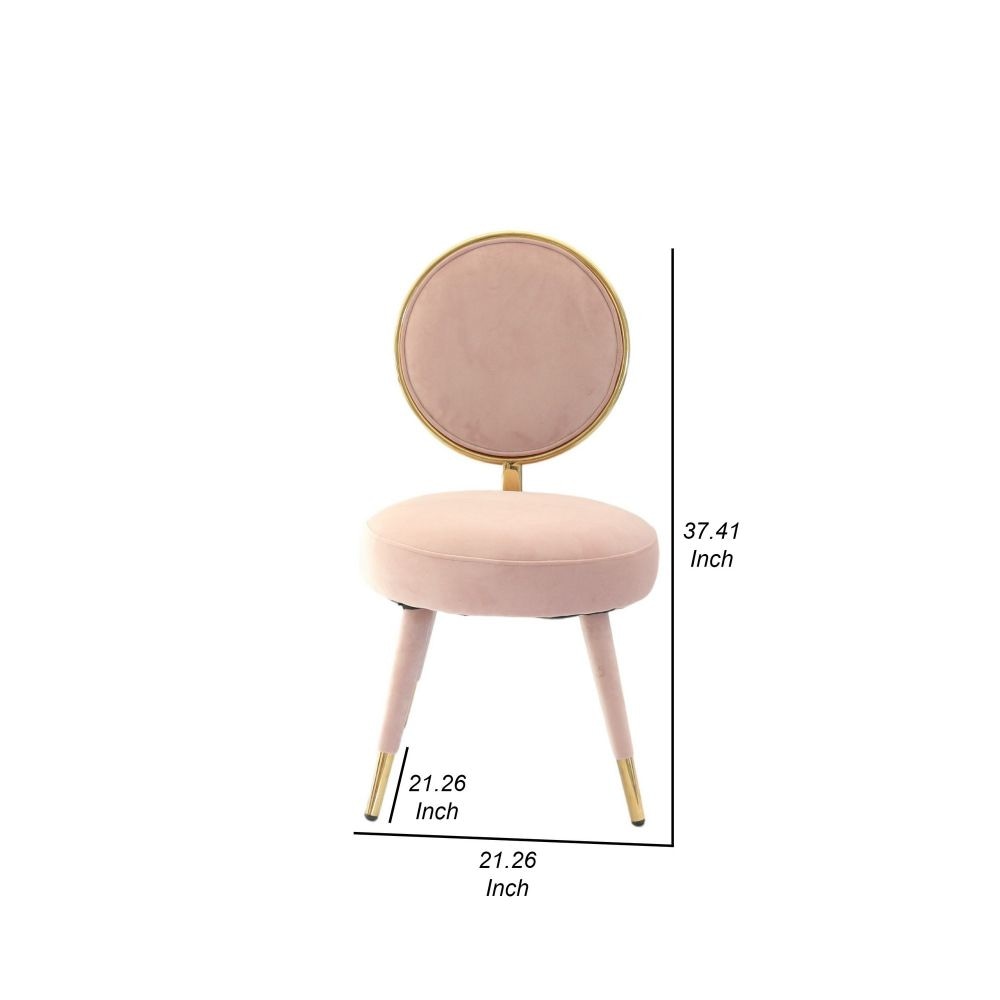 Cid 21 Inch Modern Glam Accent Chair Round Backrest Set of 2 Pink Velvet By Casagear Home BM279360