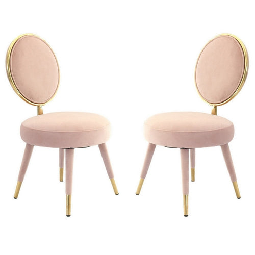 Cid Accent Chair | 21" | Round Back | Pink Velvet | Set of 2
