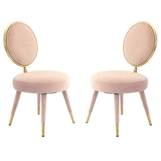 Cid Accent Chair | 21" | Round Back | Pink Velvet | Set of 2