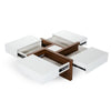 Cid 39 Inch Modern Wood Coffee Table Puzzle Top Storage White Walnut By Casagear Home BM279421